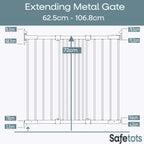 Safetots Top of The Stairs Screw Fitted Stair Gate, Black Metal, 62.5cm - 106.8cm, Metal Baby Gate, Screw Fit Safety Barrier, Stylish and Practical Safety Gate - Like New