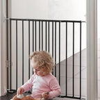 Safetots Top of The Stairs Screw Fitted Stair Gate, Black Metal, 62.5cm - 106.8cm, Metal Baby Gate, Screw Fit Safety Barrier, Stylish and Practical Safety Gate - Like New
