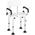 HOMCOM Height Adjustable Shower Chair, Non Slip Bath Transfer Bench for Elderly, Disabled with Armrest and Backrest, 300 lbs Capacity, White - Like New