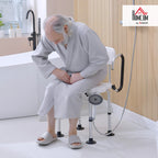 HOMCOM Height Adjustable Shower Chair, Non Slip Bath Transfer Bench for Elderly, Disabled with Armrest and Backrest, 300 lbs Capacity, White - Like New