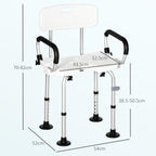 HOMCOM Height Adjustable Shower Chair, Non Slip Bath Transfer Bench for Elderly, Disabled with Armrest and Backrest, 300 lbs Capacity, White - Like New