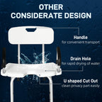 HOMCOM Height Adjustable Shower Chair, Non Slip Bath Transfer Bench for Elderly, Disabled with Armrest and Backrest, 300 lbs Capacity, White - Like New