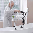 HOMCOM Height Adjustable Shower Chair, Non Slip Bath Transfer Bench for Elderly, Disabled with Armrest and Backrest, 300 lbs Capacity, White - Like New