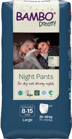Bambo Nature Dreamy Night Pants Nappies, 60 Pack, Size 8-15 Years (35-50kg) - Eco-Friendly Pull Up Training Nappy - New