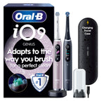 Oral-B iO9 2x Electric Toothbrushes For Adults, Oral B Electric Toothbrushes, Gifts For Women / Men, 2 Toothbrush Heads and Charging Travel Case, 7 Modes with Teeth Whitening, 2 Pin Plug, Black - Very Good