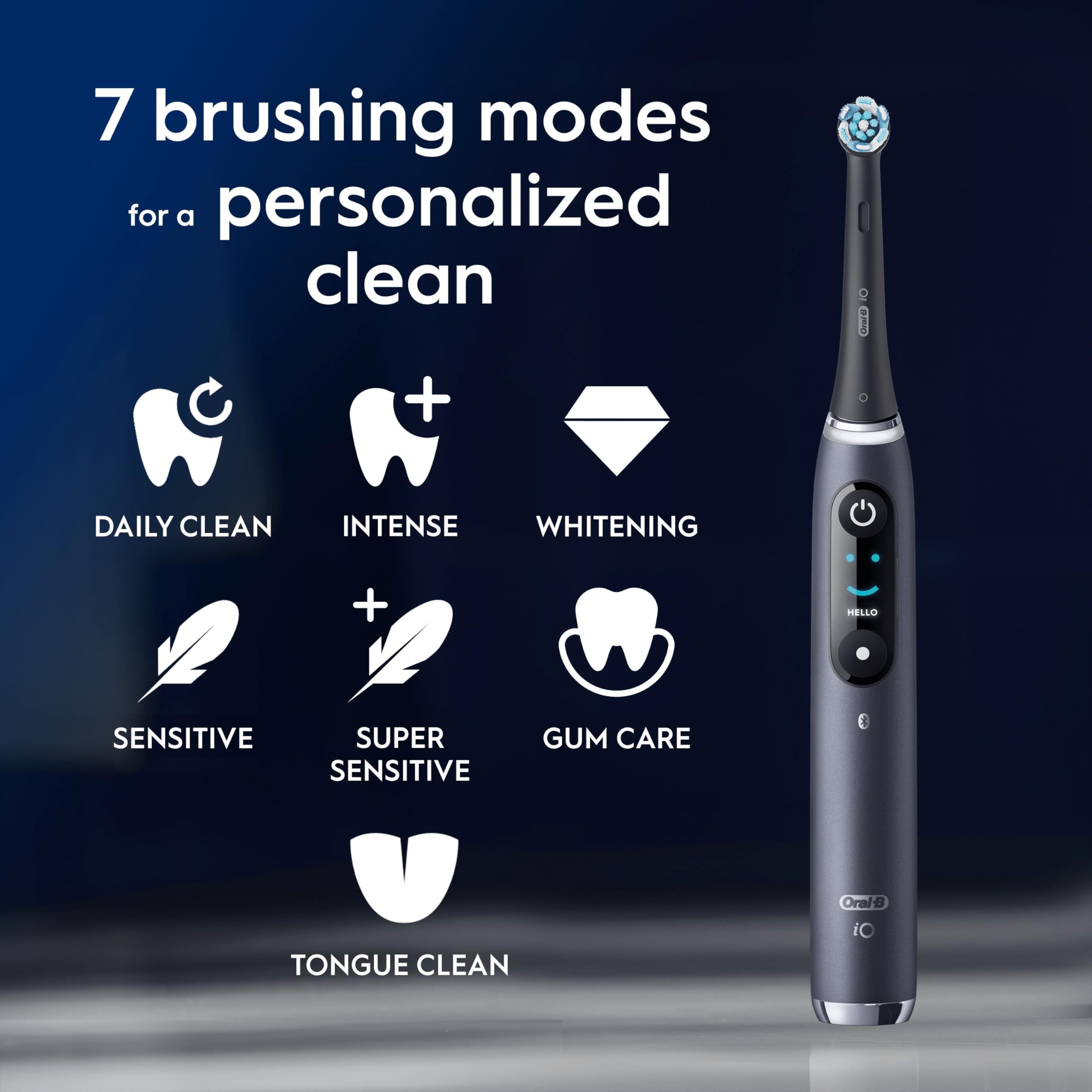 Oral-B iO9 2x Electric Toothbrushes For Adults, Oral B Electric Toothbrushes, Gifts For Women / Men, 2 Toothbrush Heads and Charging Travel Case, 7 Modes with Teeth Whitening, 2 Pin Plug, Black - Very Good