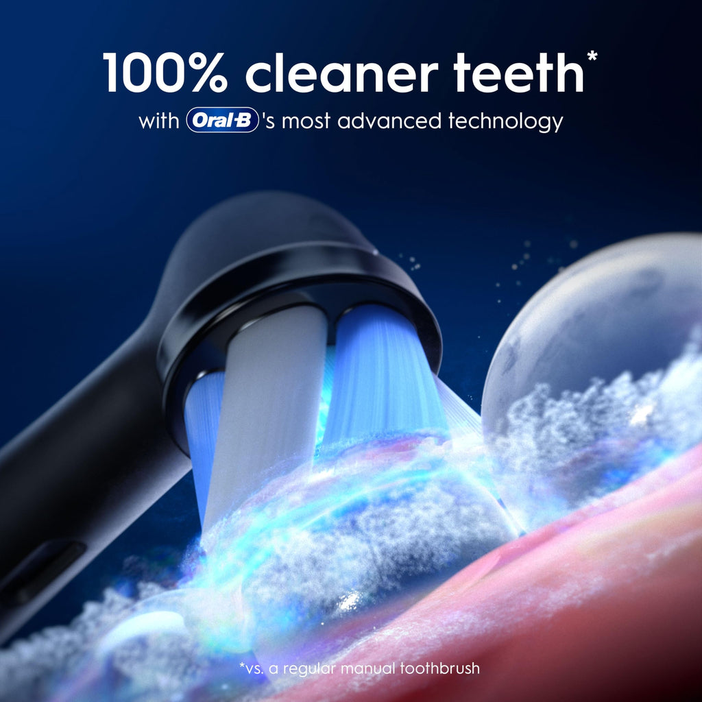 Oral-B iO9 2x Electric Toothbrushes For Adults, Oral B Electric Toothbrushes, Gifts For Women / Men, 2 Toothbrush Heads and Charging Travel Case, 7 Modes with Teeth Whitening, 2 Pin Plug, Black - Very Good