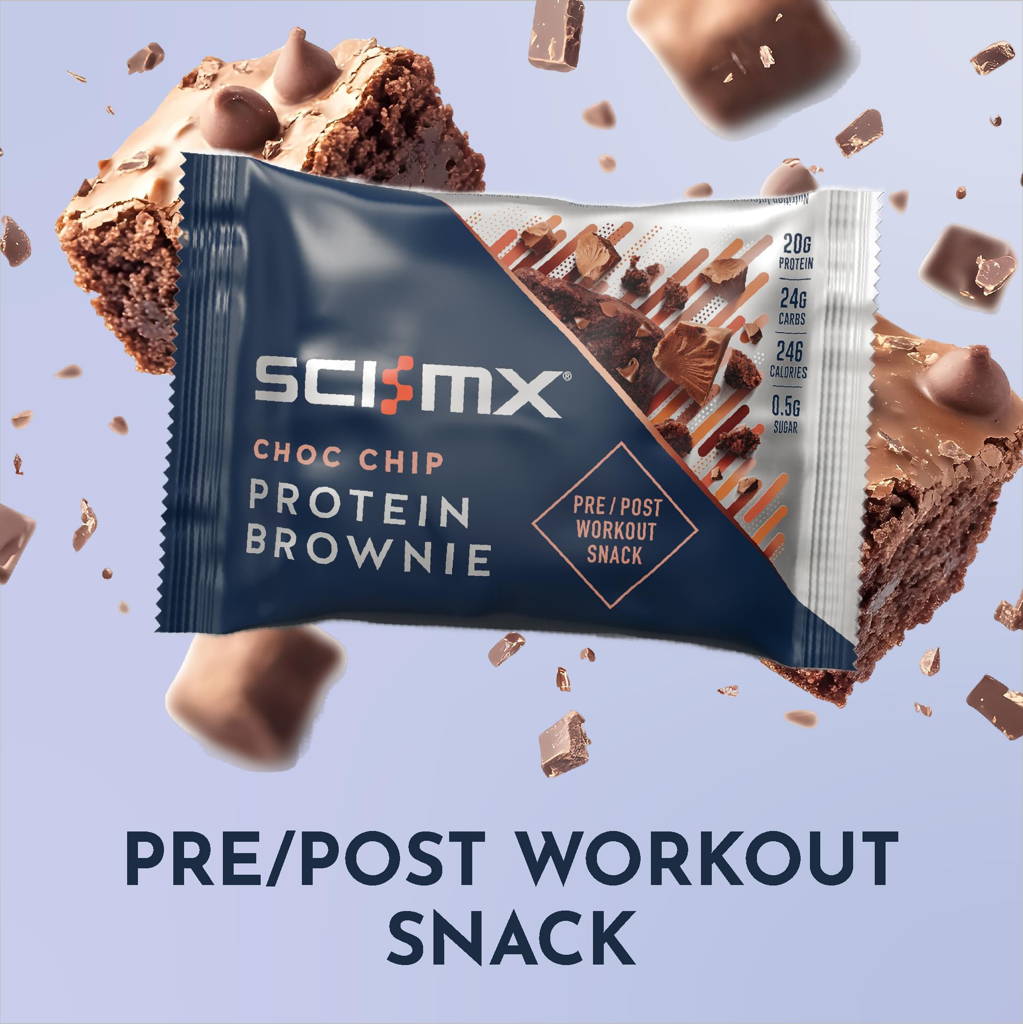 SCI-MX Nutrition High Protein Brownie Box, Chocolate, Pack of 12 x 65 g - Damaged Box - BBE 12/2026