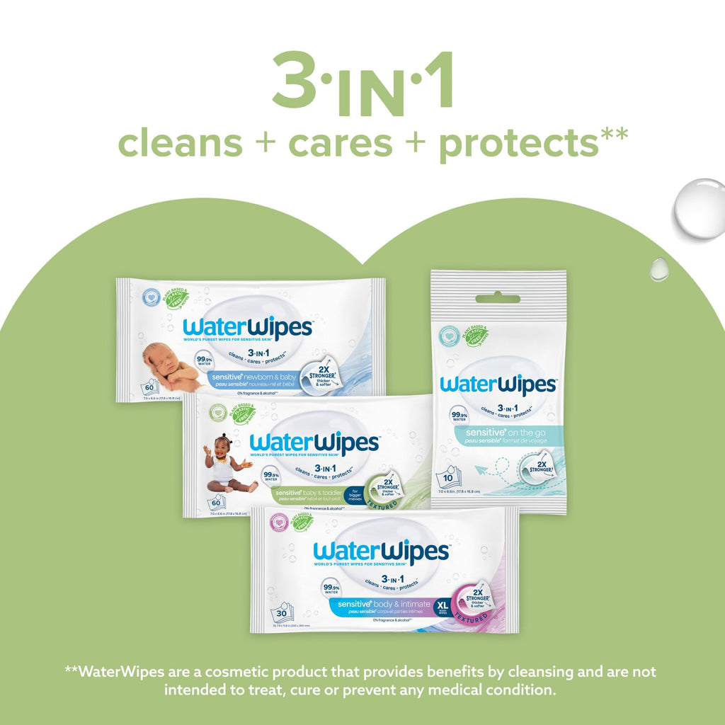 WaterWipes Sensitive+ Baby & Toddler Wipes, 99.9% Water, Unscented, 12 Pack - New - BBE 12/2027