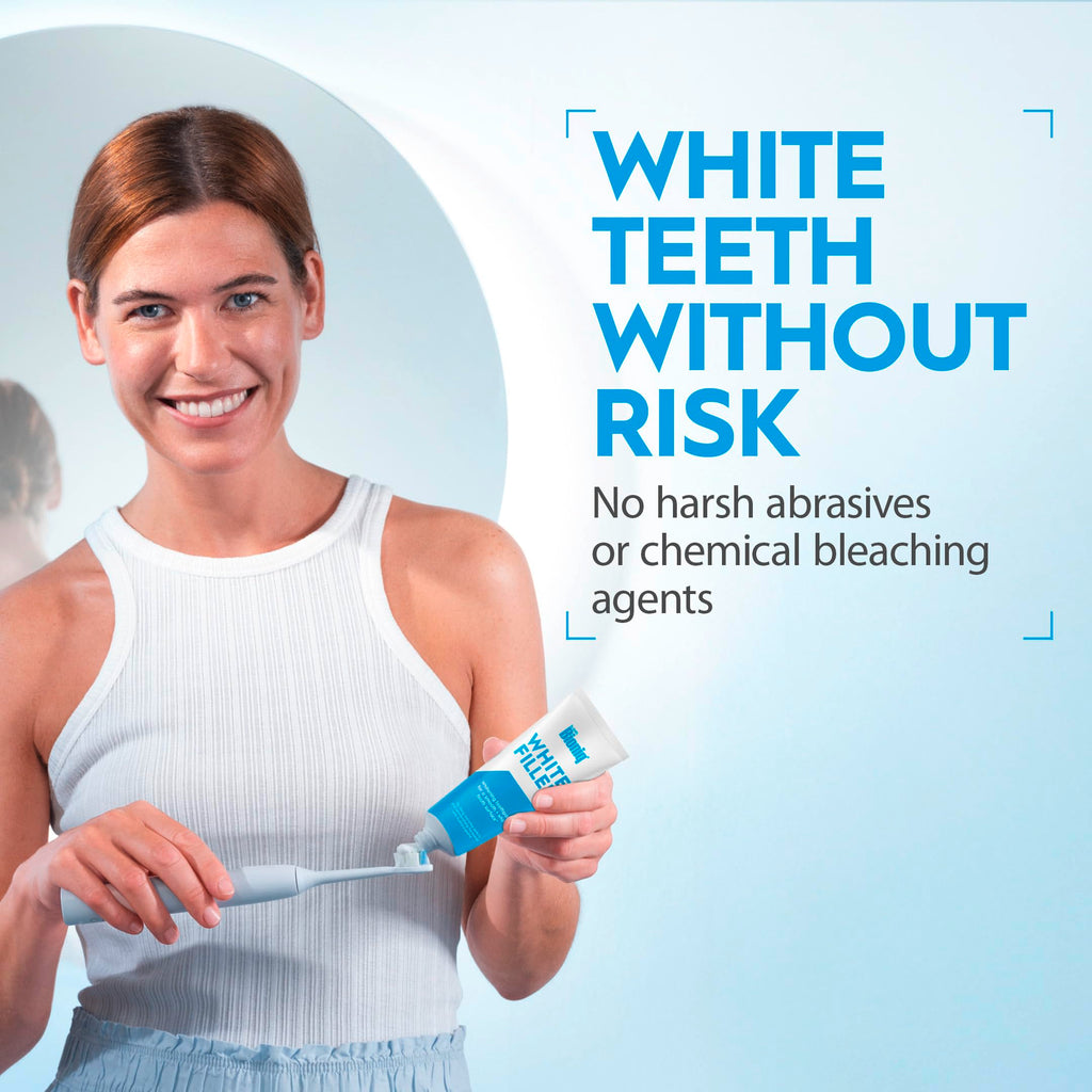 Bioniq(R) White Filler Toothpaste - 1 x 100 ml - Gentle Whitening Toothpaste with Hydroxyapatite - Protects and Strengthens Enamel - for Smooth and White Teeth - Gently Removes Stains, Fluoride-Free - Damaged Box