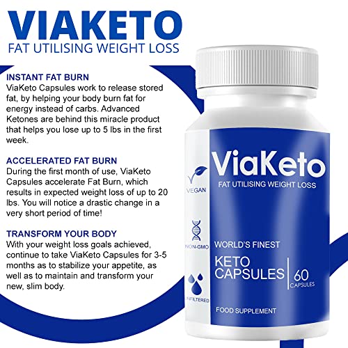 Via Keto - Weight Loss Support for Men & Women - 1 Month Supply - Fitness Hero Supplement - New