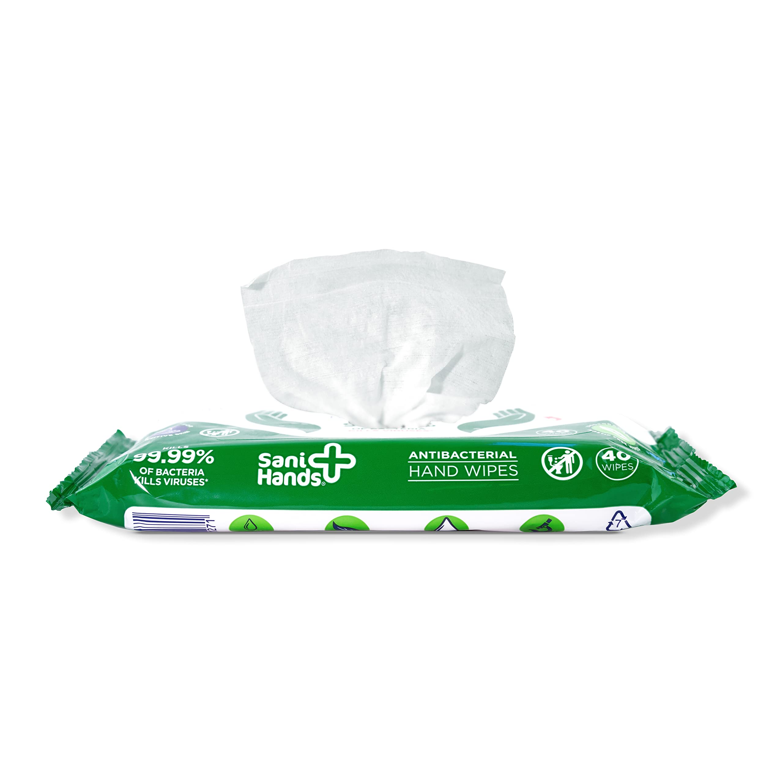 Sani Hands Anti-bacterial Hand Wipes - 120 Wipes (10x12) - Biodegradable, Dermatologically Tested Wet Wipes - Damaged Box