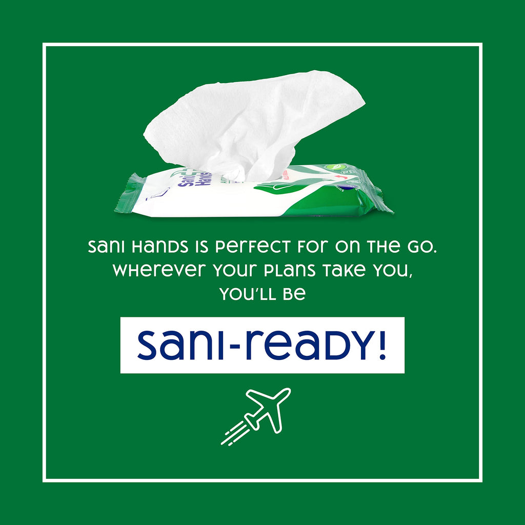 Sani Hands Anti-bacterial Hand Wipes - 120 Wipes (10x12) - Biodegradable, Dermatologically Tested Wet Wipes - Damaged Box