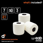 d3 Elastic Adhesive Bandage EAB Tape 5cm x 7m White - 3 Rolls Light Rip Hand Tearable Sports Joint Strapping Wrist Ankle Rugby - Damaged Box