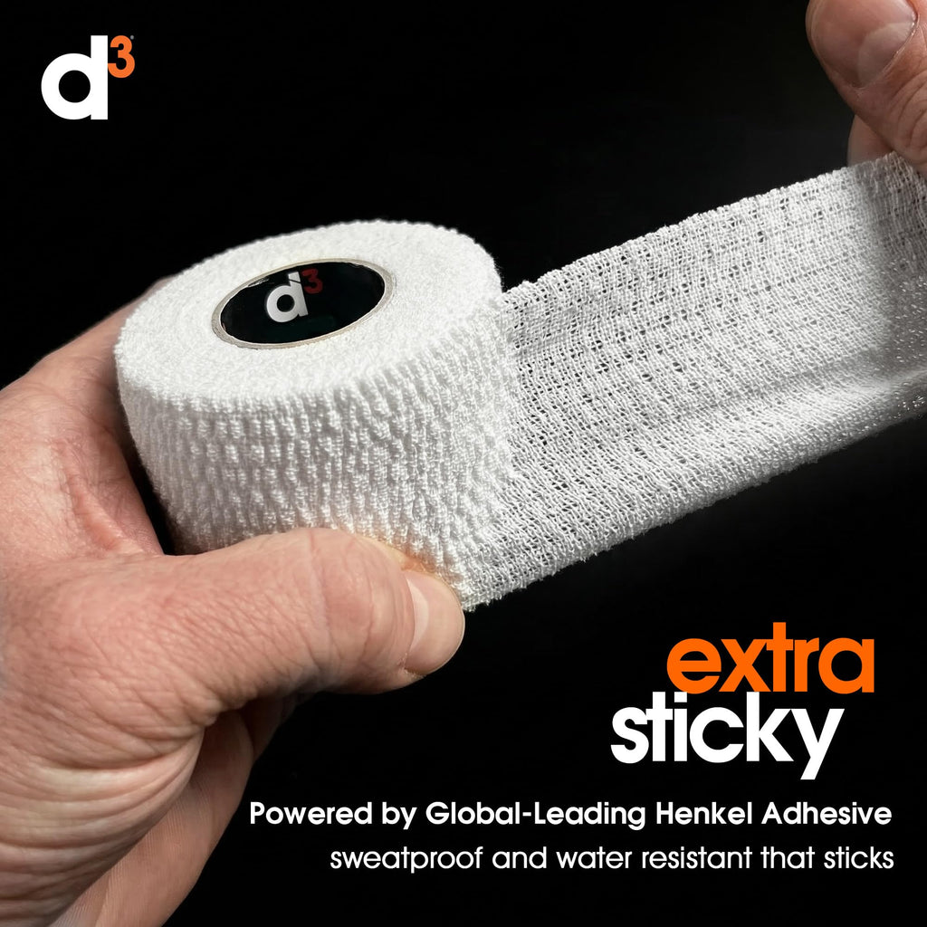 d3 Elastic Adhesive Bandage EAB Tape 5cm x 7m White - 3 Rolls Light Rip Hand Tearable Sports Joint Strapping Wrist Ankle Rugby - Damaged Box