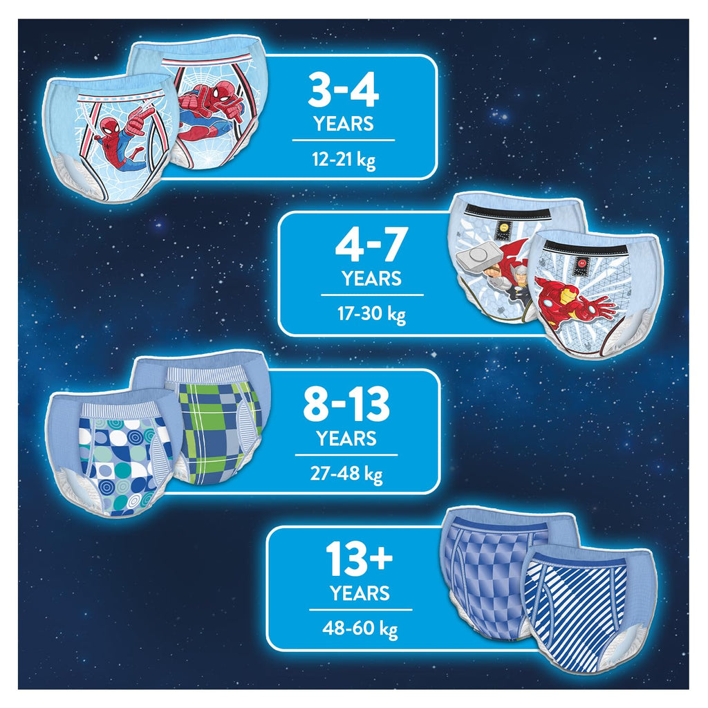 HUGGIES DryNites, Pyjama Pants, Boys 8-13 Years (30-48KG), 52 x Bedwetting Pants, Up to 100% Leak Free Nights - New