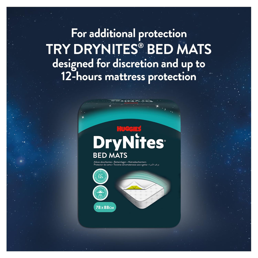 HUGGIES DryNites, Pyjama Pants, Boys 8-13 Years (30-48KG), 52 x Bedwetting Pants, Up to 100% Leak Free Nights - New