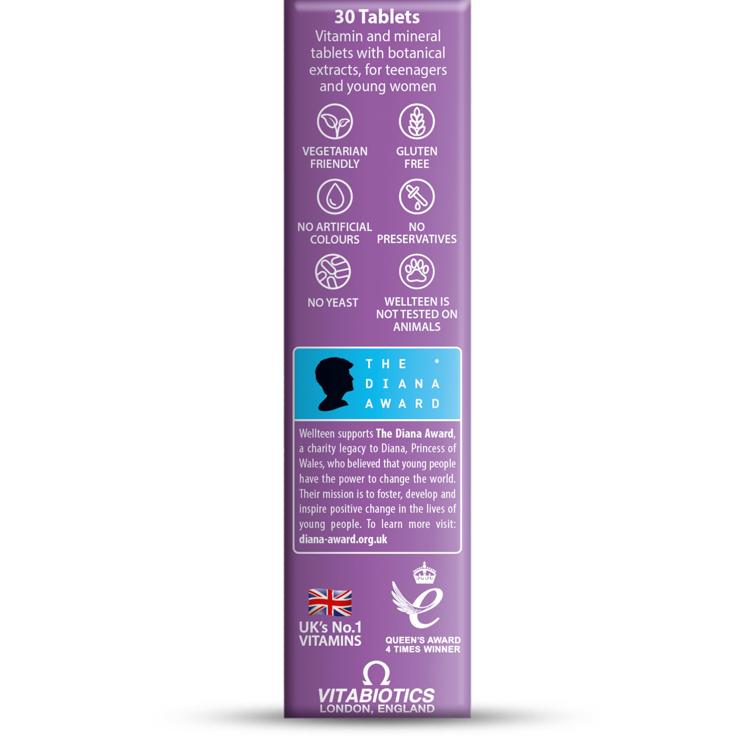Wellteen Multivitamin Tablets for Teen Girls - 30 Count - Daily Health Supplement - Damaged Box - BBE 08/2027