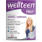 Wellteen Multivitamin Tablets for Teen Girls - 30 Count - Daily Health Supplement - Damaged Box - BBE 08/2027