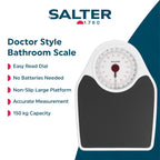 Salter Doctor's Style Mechanical Bathroom Scale - White, Easy Read Dial, 150kg/23st 7lb, Large Platform, No Batteries - Very Good