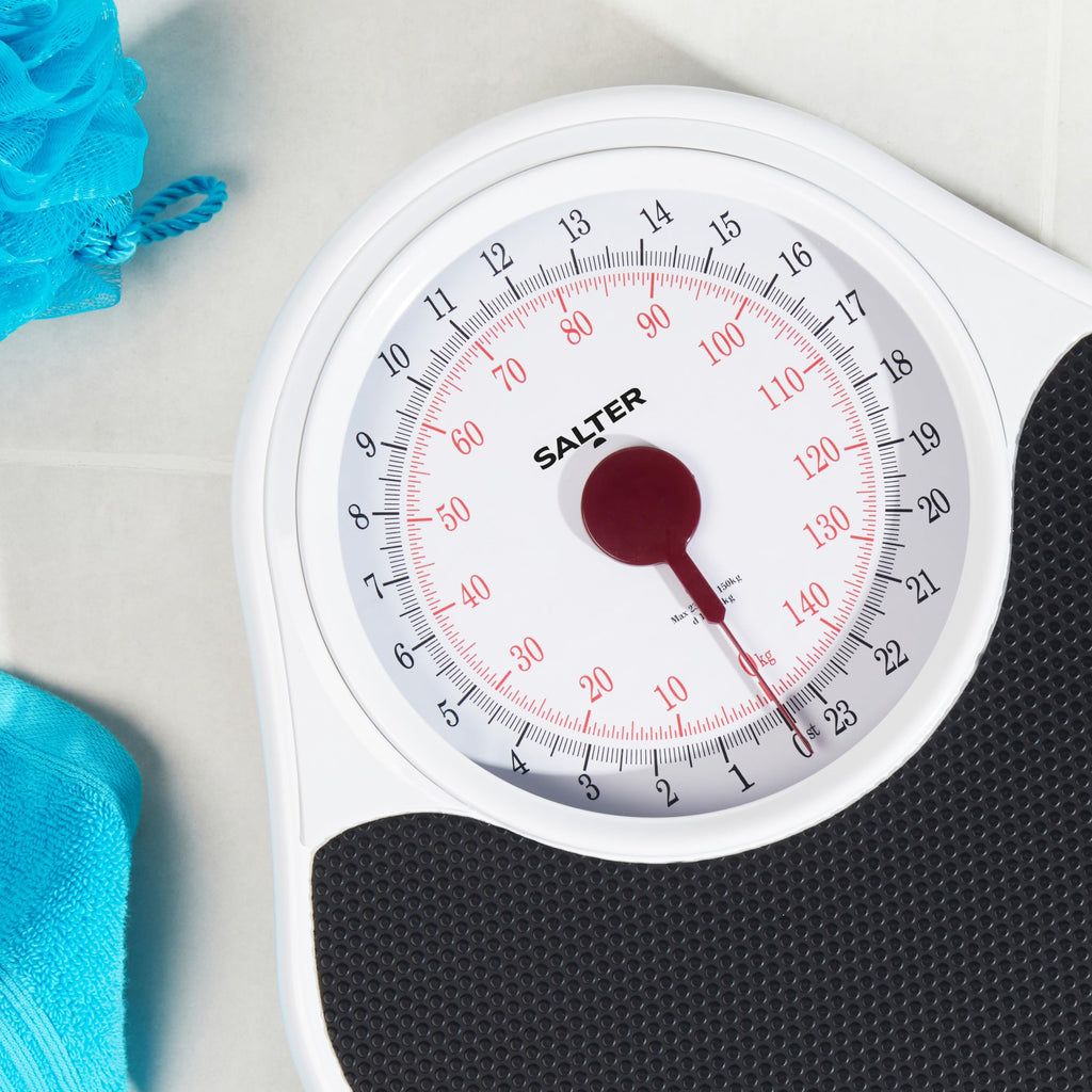 Salter Doctor's Style Mechanical Bathroom Scale - White, Easy Read Dial, 150kg/23st 7lb, Large Platform, No Batteries - Very Good