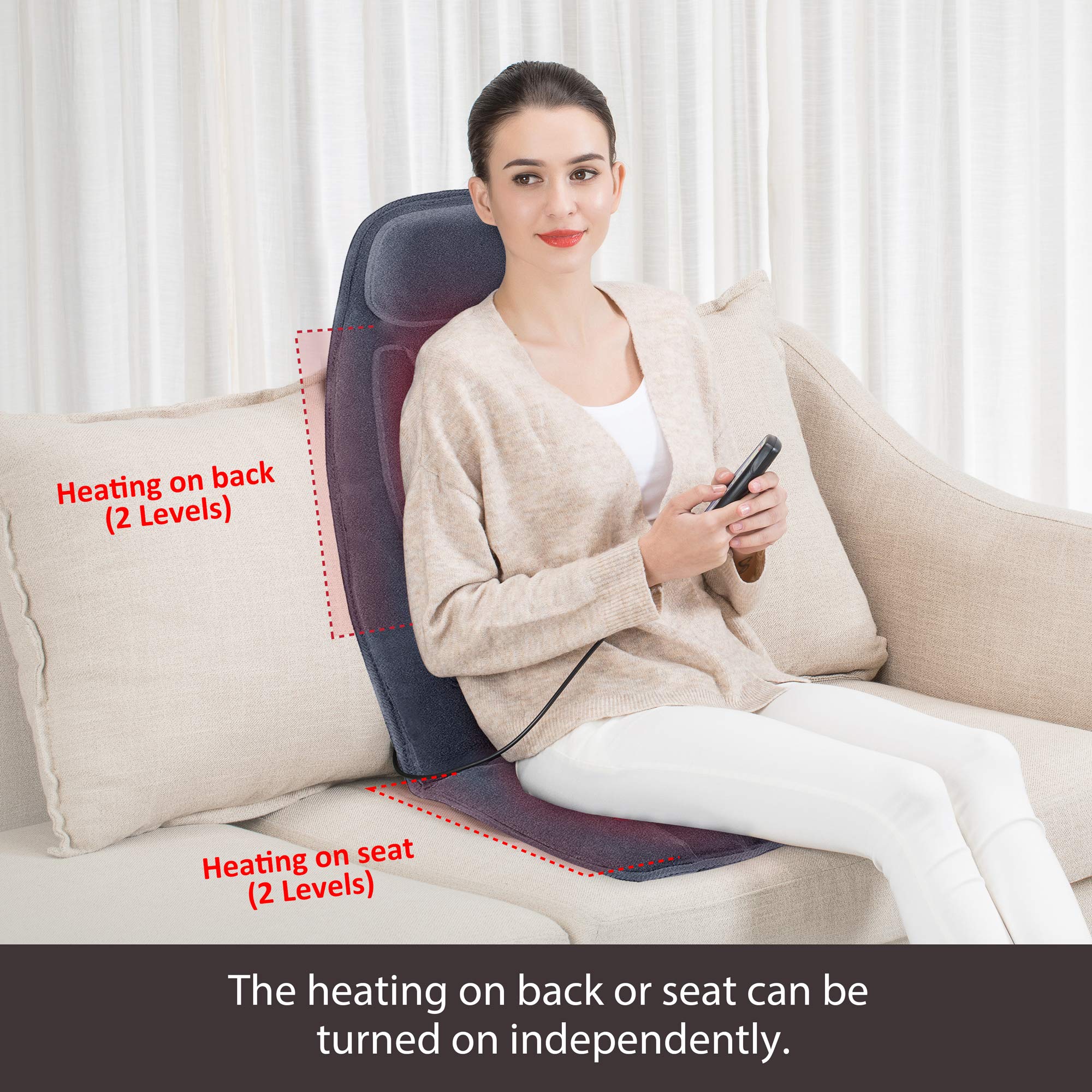 Snailax Massage Seat with Heat, Back Massager with 10 Vibration Motors - Very Good