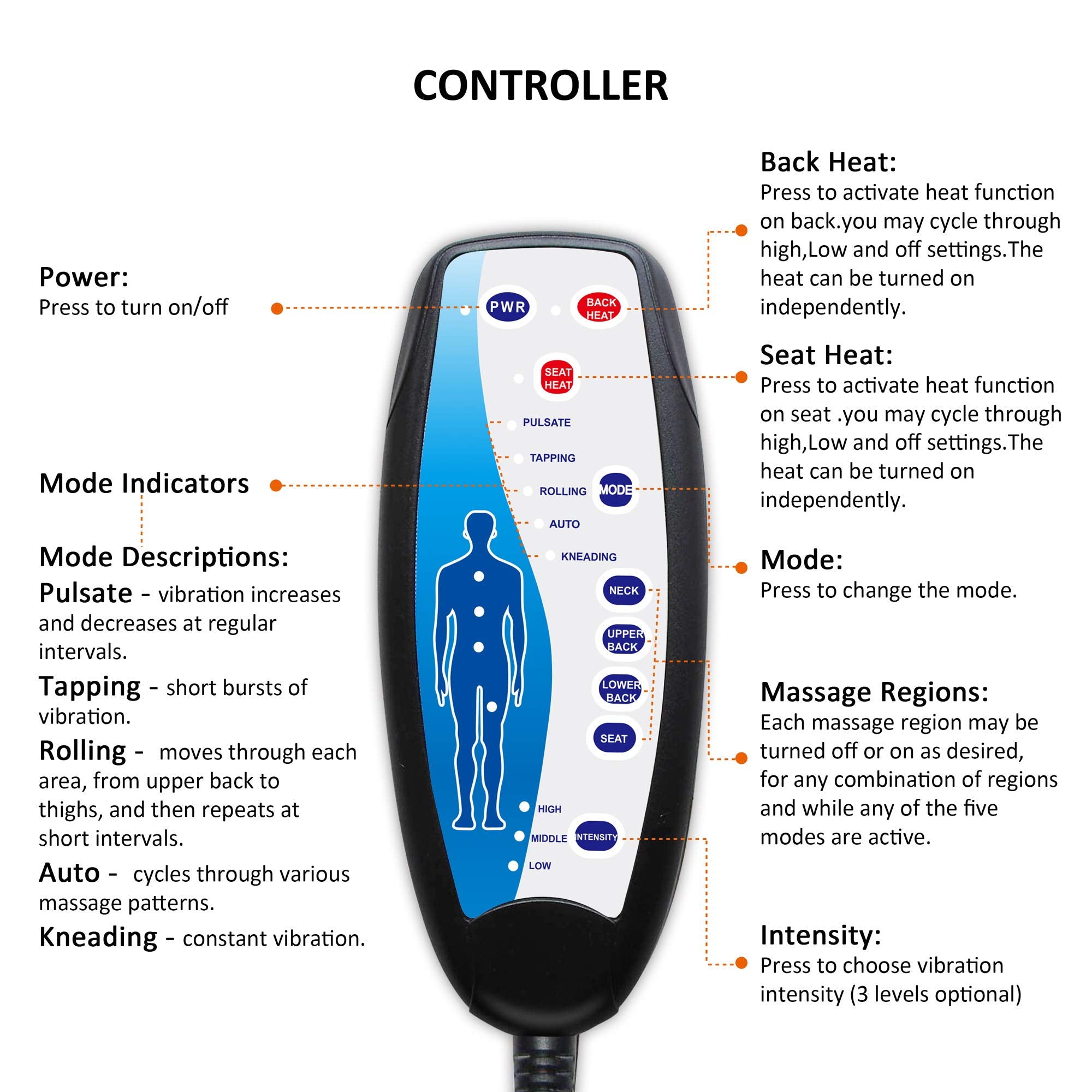 Snailax Massage Seat with Heat, Back Massager with 10 Vibration Motors - Very Good