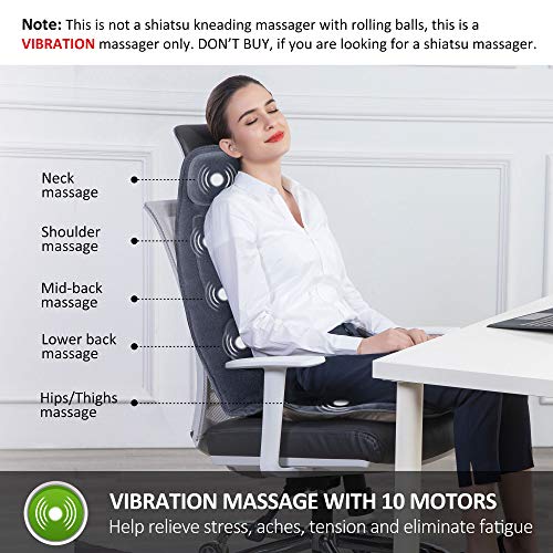 Snailax Massage Seat with Heat, Back Massager with 10 Vibration Motors - Very Good