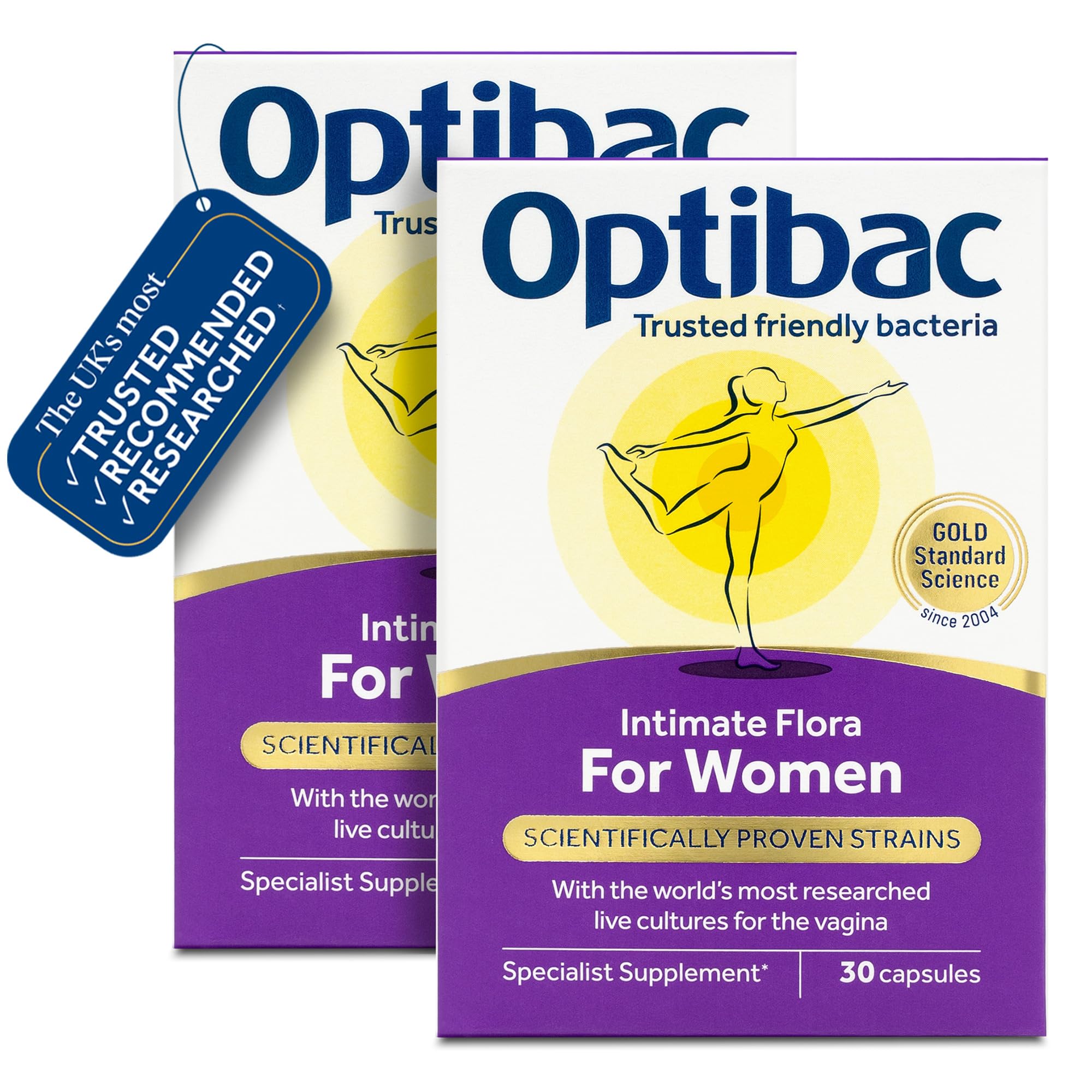 Optibac for Women - Vaginal Live Cultures - Most Researched Strains for Intimate Flora - Lactobacillus Reuteri RC-14 & Lactobacillus Rhamnosus GR-1-30 Vegan Capsules - Damaged Box - BBE 11/2027