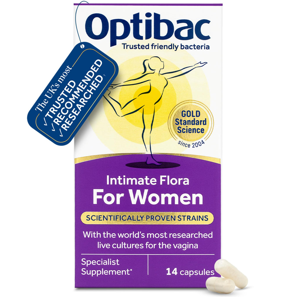 Optibac for Women - Vaginal Live Cultures - Most Researched Strains for Intimate Flora - Lactobacillus Reuteri RC-14 & Lactobacillus Rhamnosus GR-1-30 Vegan Capsules - Damaged Box - BBE 11/2027