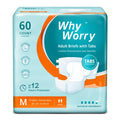 WhyWorry Adult Nappies for Women and Men, Medium, 60 Count - Damaged Box