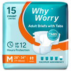 WhyWorry Adult Nappies for Women and Men, Medium, 60 Count - Damaged Box