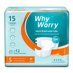 WhyWorry Adult Nappies for Women and Men, Medium, 60 Count - Damaged Box