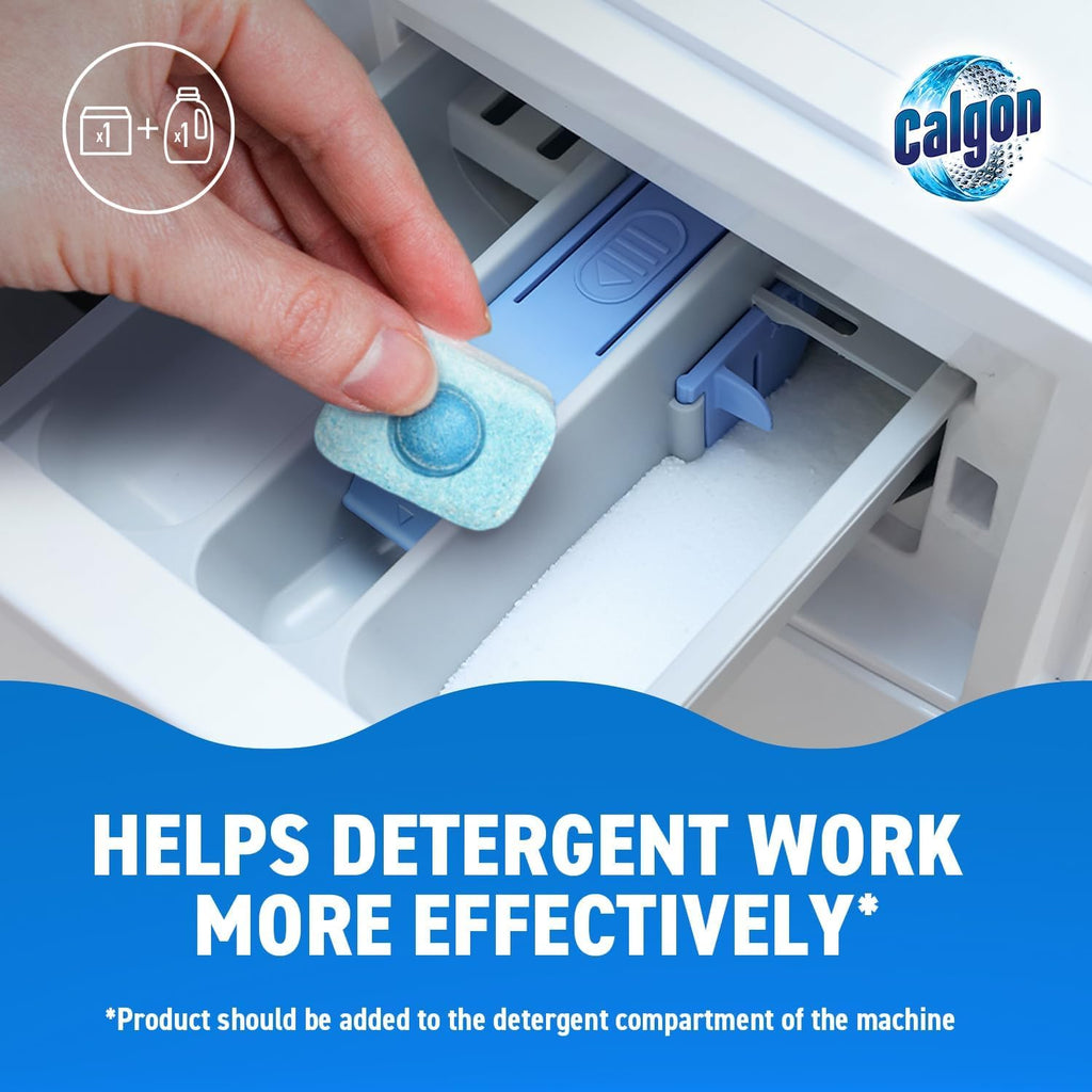 Calgon 4-in-1 Washing Machine Cleaner and Water Softener Tablets, 75 Count , Removes Limescale, Residue, Dirt, Rust & Malodours , Deep Clean , XL Pack Size - New