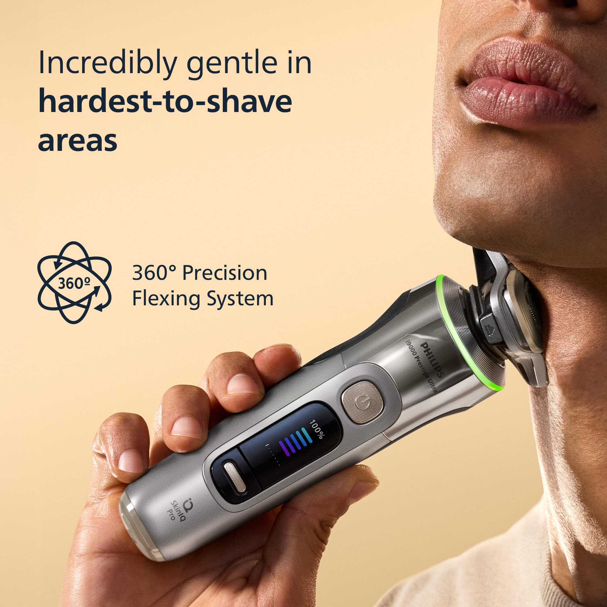 Philips Shaver i9000 Prestige Ultra, Wet & Dry Electric Shaver, Chrome, Skin IQ Pro Technology, Triple Lift & Cut System, 360 Rotating NanoTech Precision Blades, 5 Shaving Modes, Model XP9404/31 - Like New