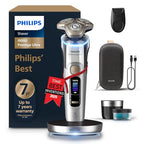 Philips Shaver i9000 Prestige Ultra, Wet & Dry Electric Shaver, Chrome, Skin IQ Pro Technology, Triple Lift & Cut System, 360 Rotating NanoTech Precision Blades, 5 Shaving Modes, Model XP9404/31 - Like New