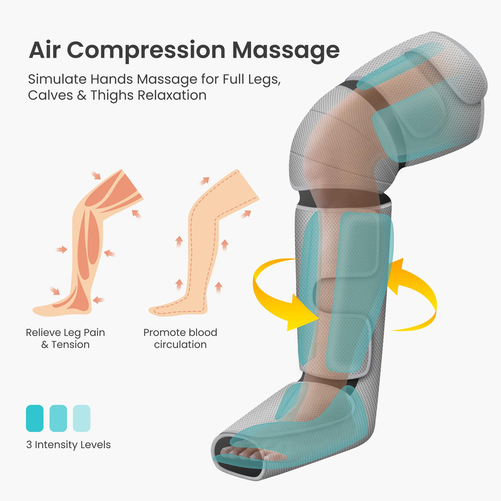 Snailax Leg Massager with Heat, Compression, Knee Massager with 3 Modes & 3 Intensities, 4D Kneading Calf Massage Machine for Most Size, Gifts for Men Women - Like New
