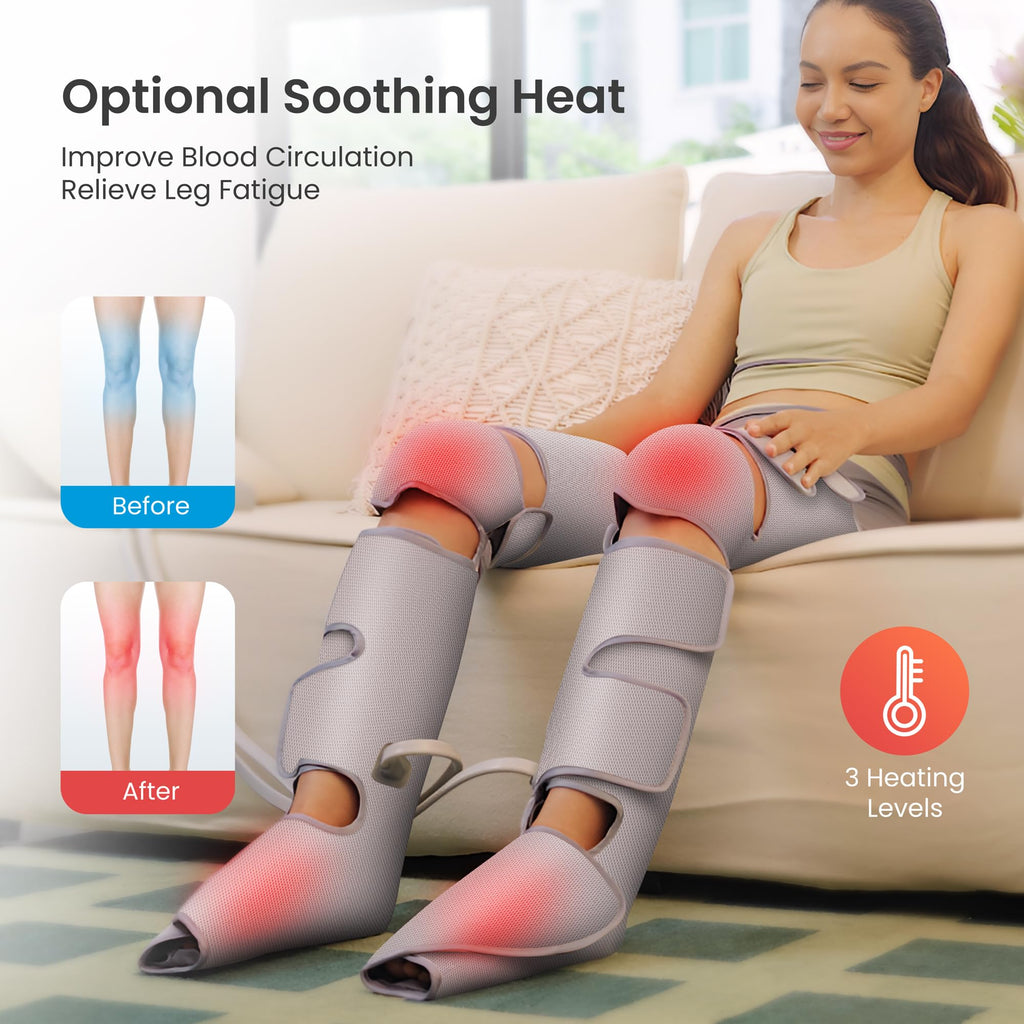 Snailax Leg Massager with Heat, Compression, Knee Massager with 3 Modes & 3 Intensities, 4D Kneading Calf Massage Machine for Most Size, Gifts for Men Women - Like New