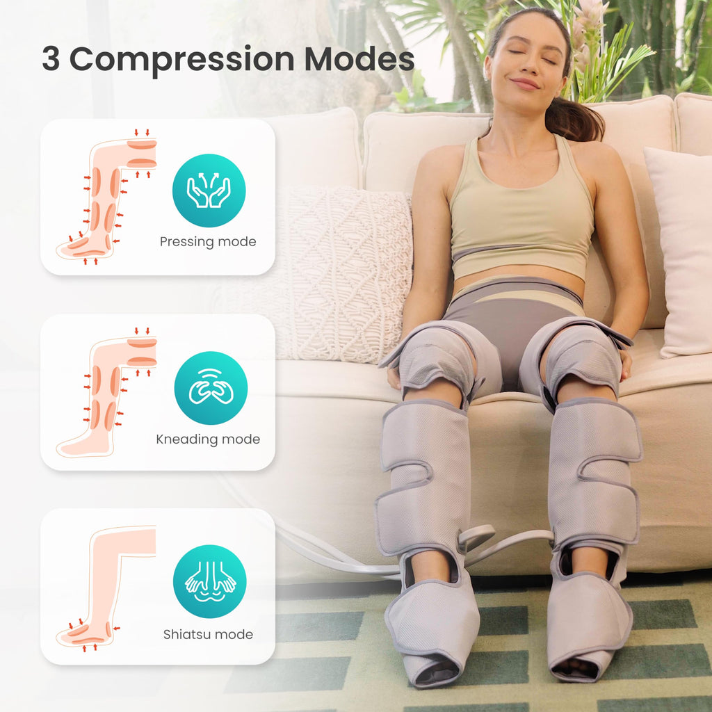 Snailax Leg Massager with Heat, Compression, Knee Massager with 3 Modes & 3 Intensities, 4D Kneading Calf Massage Machine for Most Size, Gifts for Men Women - Like New