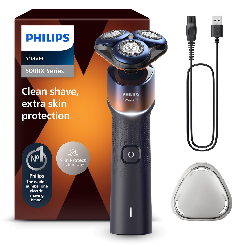 Philips Shaver 5000X Series, Wet and Dry Electric Shaver, Skin Protect Technology, 360 Flexing Head, 1 h Charging/5 min. Quick Charge, P-Cap, Orange, Model X5012/00 - Damaged Box