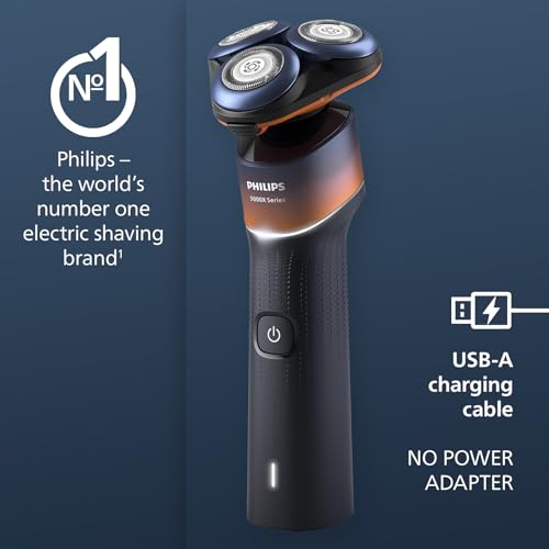 Philips Shaver 5000X Series, Wet and Dry Electric Shaver, Skin Protect Technology, 360 Flexing Head, 1 h Charging/5 min. Quick Charge, P-Cap, Orange, Model X5012/00 - Damaged Box