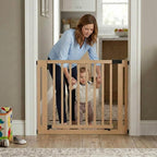 Safetots Wooden Elegance Baby Gate - Natural, Pressure Fit, 87-95cm - Child Safety Barrier - Very Good