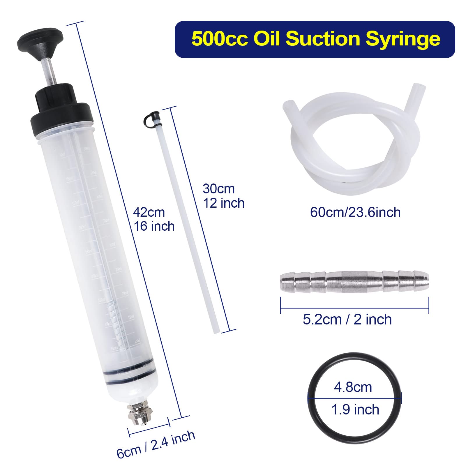LEMOTO Oil Syringe Manual Fluid Extractor Pump - 500cc Gear Brake Fluid Transfer Automotive Tool - Like New
