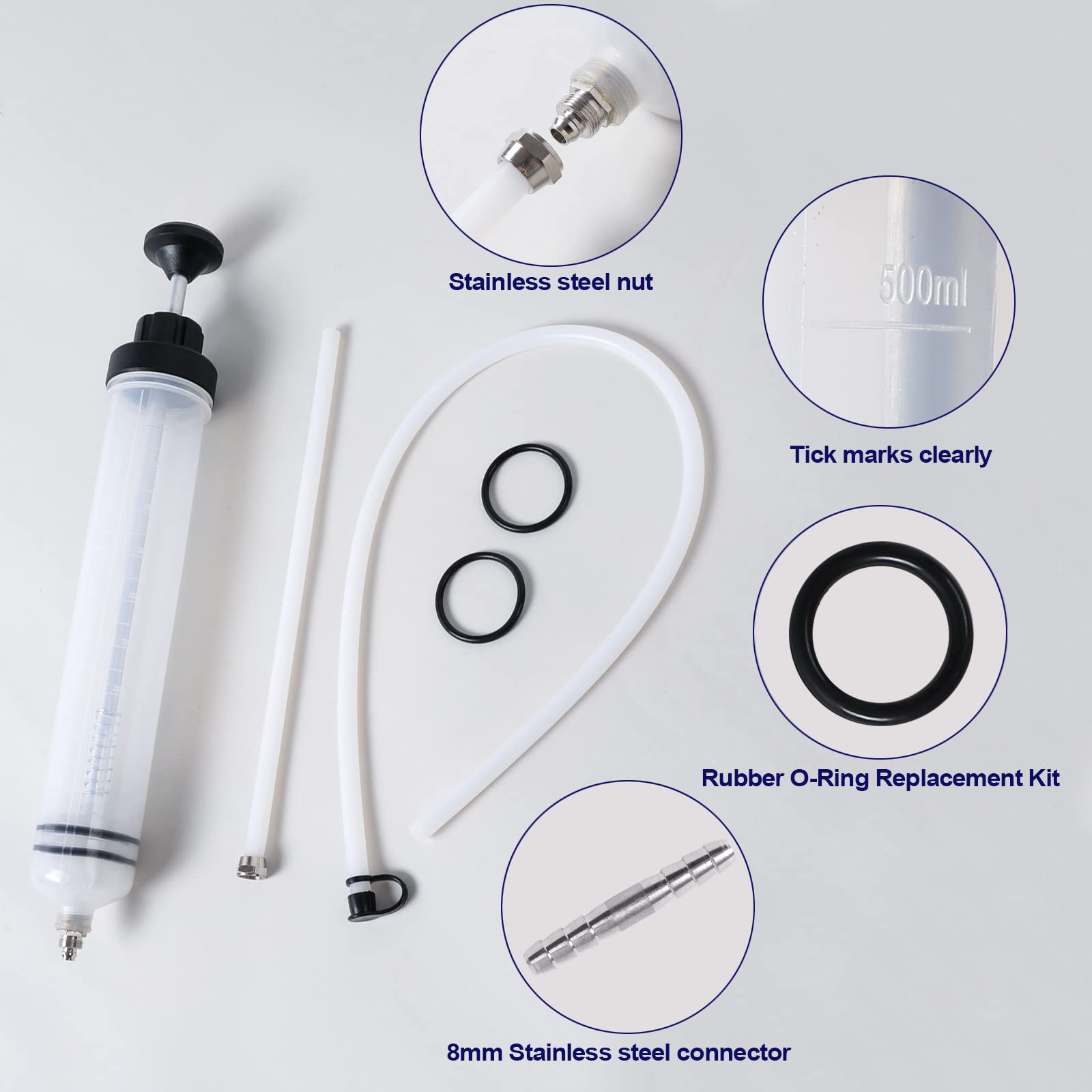 LEMOTO Oil Syringe Manual Fluid Extractor Pump - 500cc Gear Brake Fluid Transfer Automotive Tool - Like New