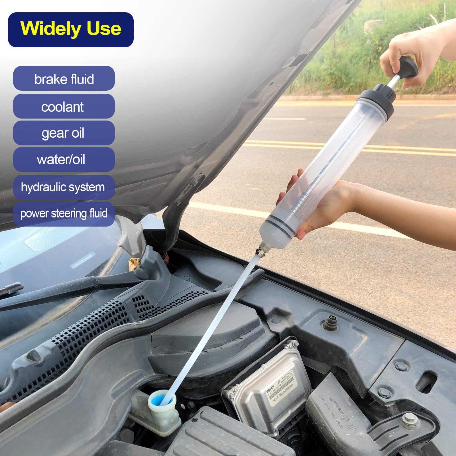 LEMOTO Oil Syringe Manual Fluid Extractor Pump - 500cc Gear Brake Fluid Transfer Automotive Tool - Like New