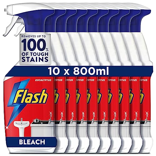 Flash Multi-Purpose Bleach Cleaning Spray - Hard Surfaces Kitchen Cleaner - 8L (10 x 800ml) - New