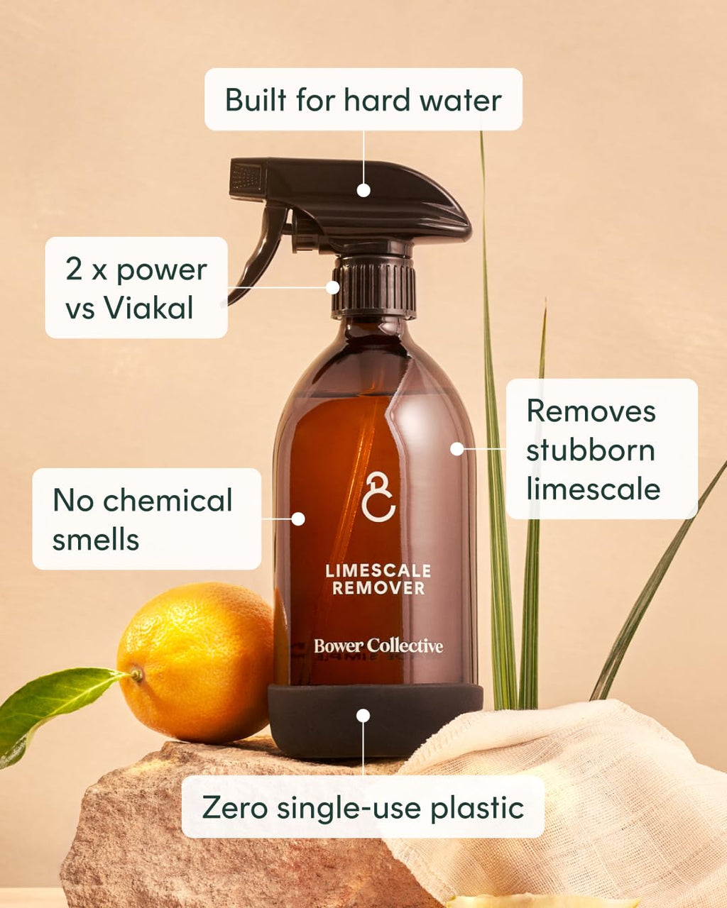 Bower Collective Natural Cleaning Starter Kit, 3 Products with Glass Dispensers | Multi Purpose Cleaner, Limescale Remover & Hand Soap Refills | Eco Friendly Cleaning Products Bundle | Home Essentials - Damaged Box