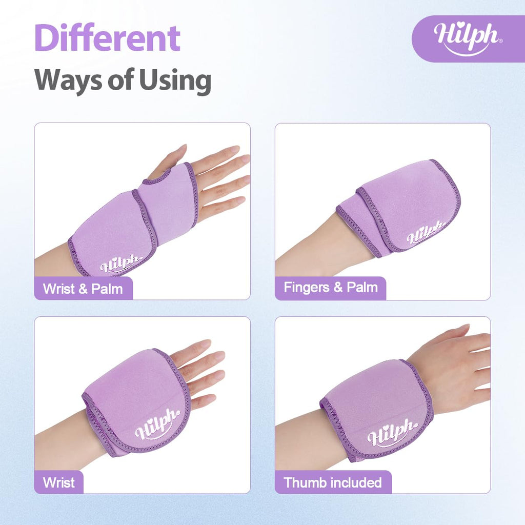 Hilph Wrist Ice Pack Wrap - Carpal Tunnel Relief, Reusable Hand Cold Compress - Purple - Damaged Box