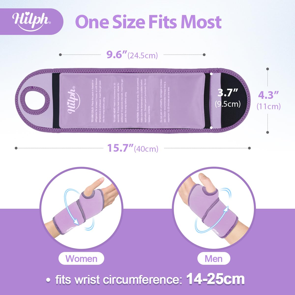 Hilph Wrist Ice Pack Wrap - Carpal Tunnel Relief, Reusable Hand Cold Compress - Purple - Damaged Box