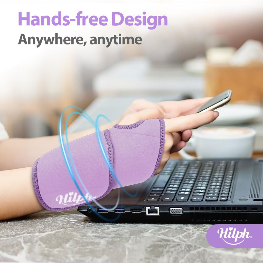 Hilph Wrist Ice Pack Wrap - Carpal Tunnel Relief, Reusable Hand Cold Compress - Purple - Damaged Box